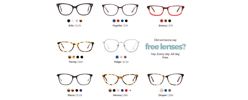A screenshot of unique selling points on Liingo Eyewear