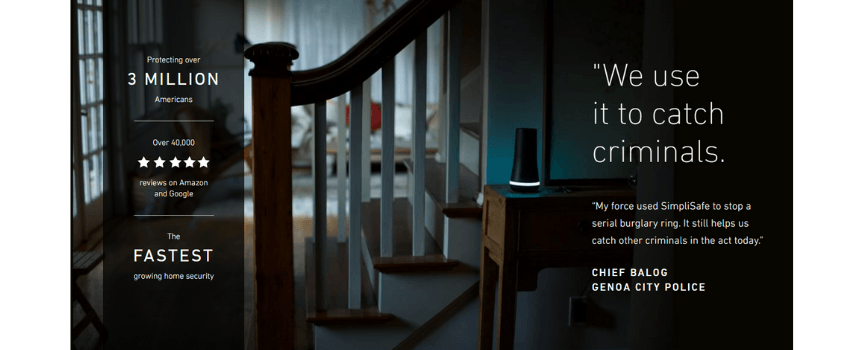 A screenshot of ratings on SimpliSafe