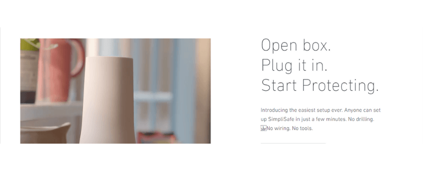 A screenshot of website copy on SimpliSafe